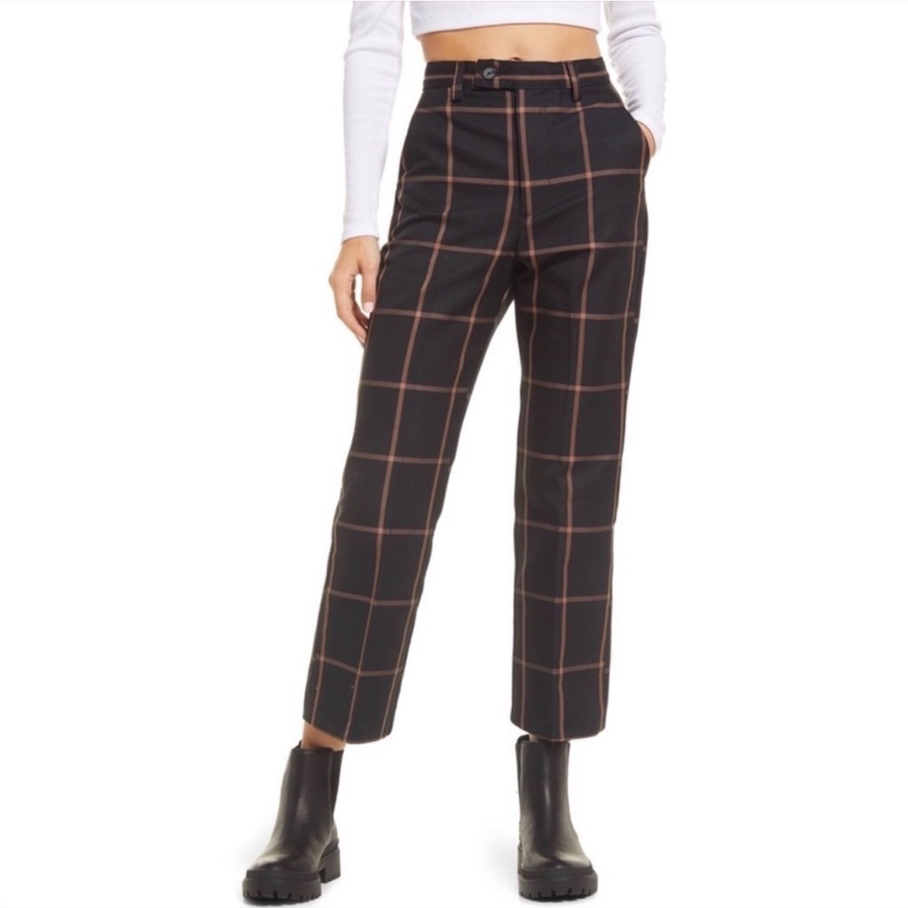 NWT Levi’s Math Club Flare Ankle Trousers High Rise Windowpane Plaid 23 x 27